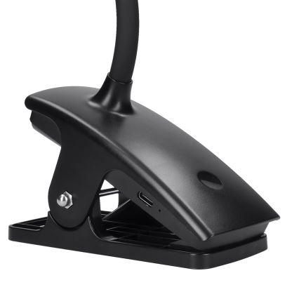 LED Dimbart flexibelt uppladdningsbart skrivbordslampa med klämma LED/2W/1800 mAh 3000/4000/6500K svart