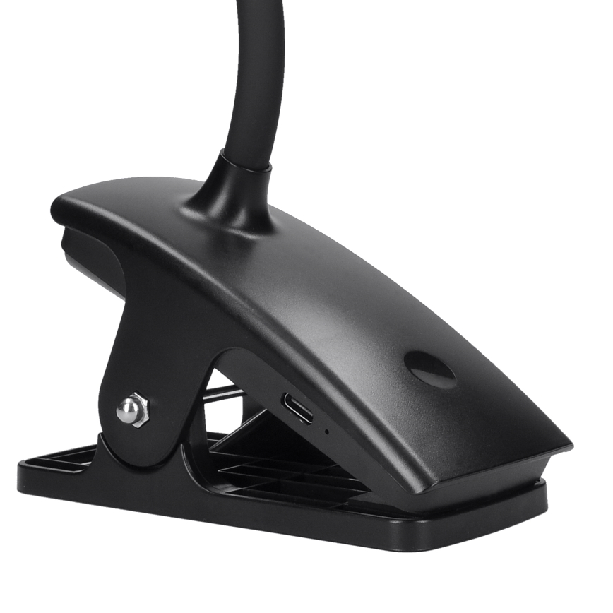 LED Dimbart flexibelt uppladdningsbart skrivbordslampa med klämma LED/2W/1800 mAh 3000/4000/6500K svart