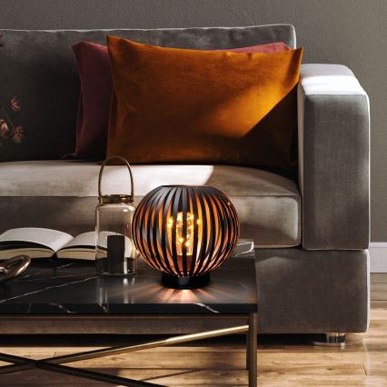 LED Dekorativ bordslampa LED/3xAA svart/koppar