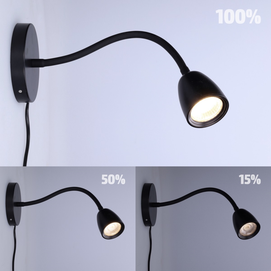 LED Dimbar liten vägglampa LED/4W/230V svart