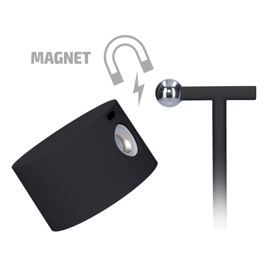 LED Dimbart Touch-laddningslampa 3-i-1 LED/4W/2000 mAh 3000/4000/6500K svart