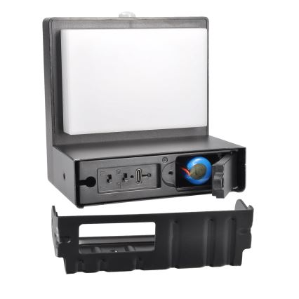 LED Solcellsvägglampa med rörelse- och skymningssensor PALERMO LED/5W/3,7V 2000 mAh IP54 svart