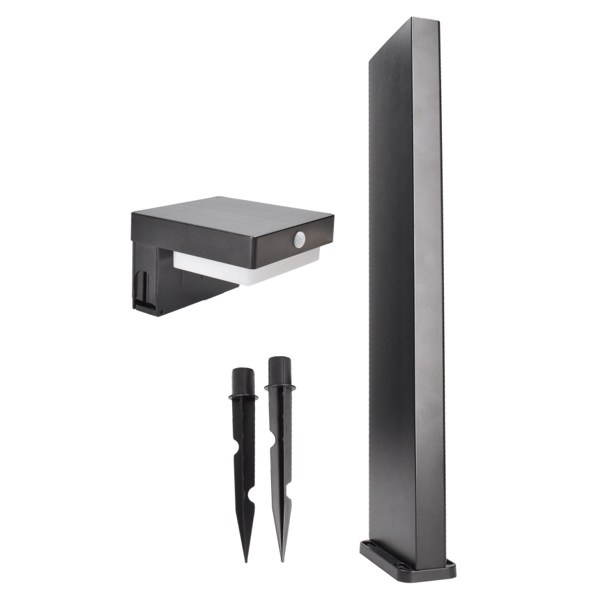 LED Solarlampa med rörelsesensor och skymningssensor PALERMO LED/5W/5V 2000 mAh IP54 svart