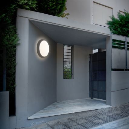 LED vägglampa för utomhusbruk LED/20W/230V 4000K IP54 grå rund