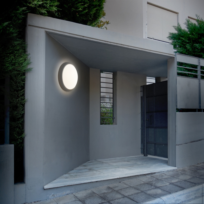 LED vägglampa för utomhusbruk LED/20W/230V 4000K IP54 grå rund