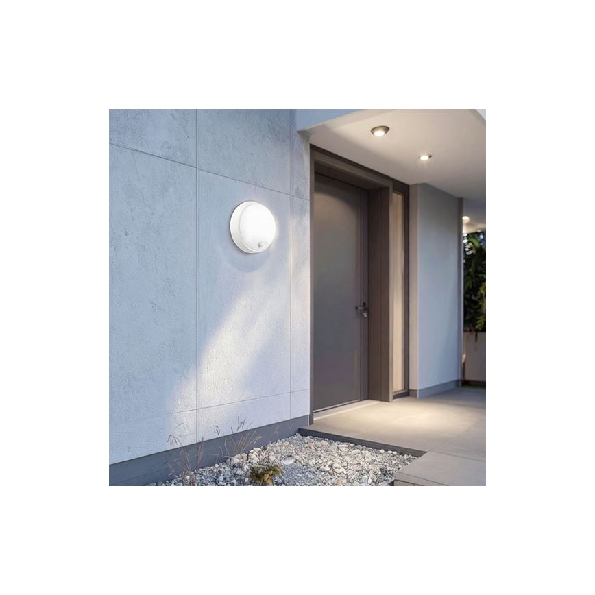 LED utomhusvägglampa med 2-i-1-sensor LED/20W/230V 3000/4000/6500K IP65 Ø 22 cm