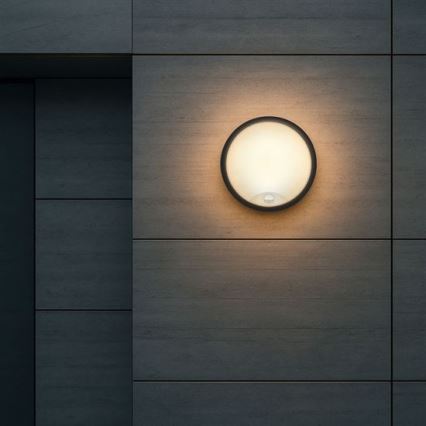 LED utomhusvägglampa med 2-i-1-sensor LED/20W/230V 3000/4000/6500K IP65 Ø 22 cm