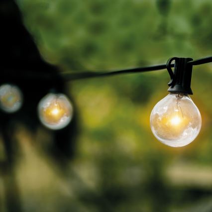 LED Utomhus dekorationskedja GIRLANDA 25xE12 20m IP44 varmvit