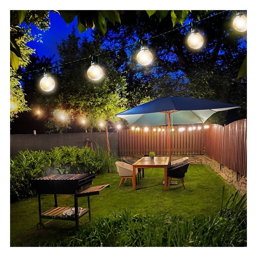 LED utomhus dekorationsljusslinga GIRLANDA 25xE12 20m IP44 varmvit