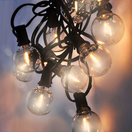 LED utomhus dekorationsljusslinga GIRLANDA 25xE12 20m IP44 varmvit