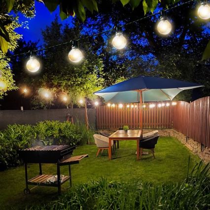 LED Utomhus dekorationsslinga GIRLANDA 25xE12 20m IP44 varmvit