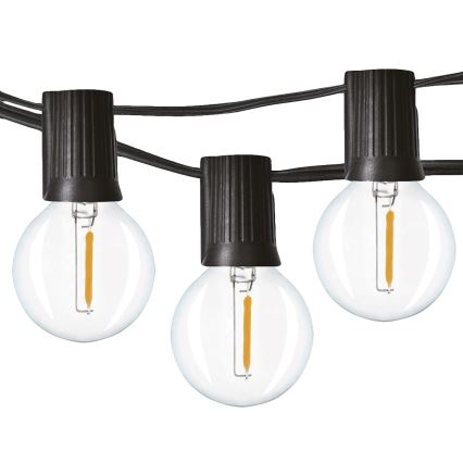 LED Utomhus dekorationsslinga GIRLANDA 25xE12 20m IP44 varmvit