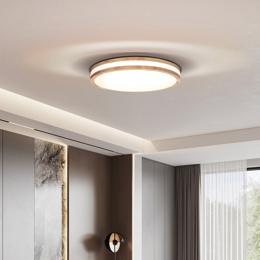 LED Dimbart taklampa WOODY LED/60W/230V 3000-6500K ek pr. 50 cm + fjärrkontroll