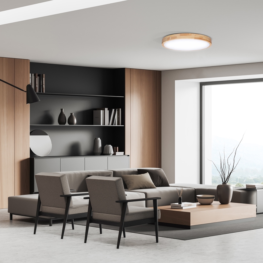 LED Dimbart taklamp SOLID OAK LED/60W/230V 3000-6500K ek pr. 51 cm + fjärrkontroll