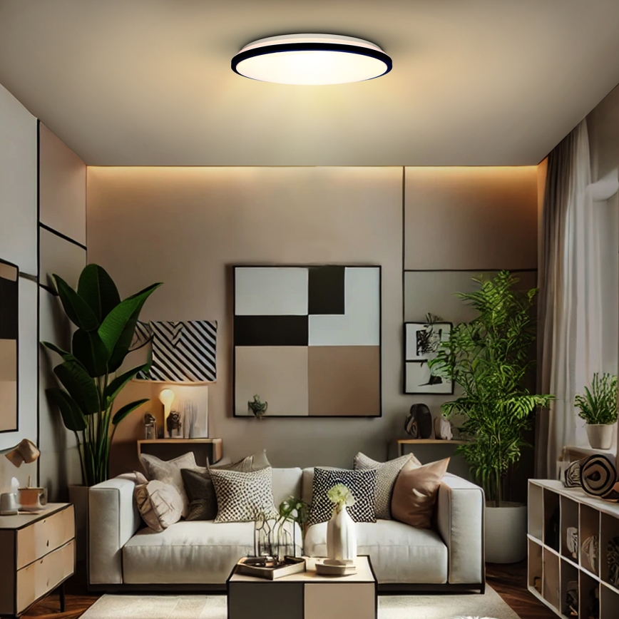 LED Dimbar taklampa JAMIL LED/48W/230V 3000-6500K svart + fjärrkontroll