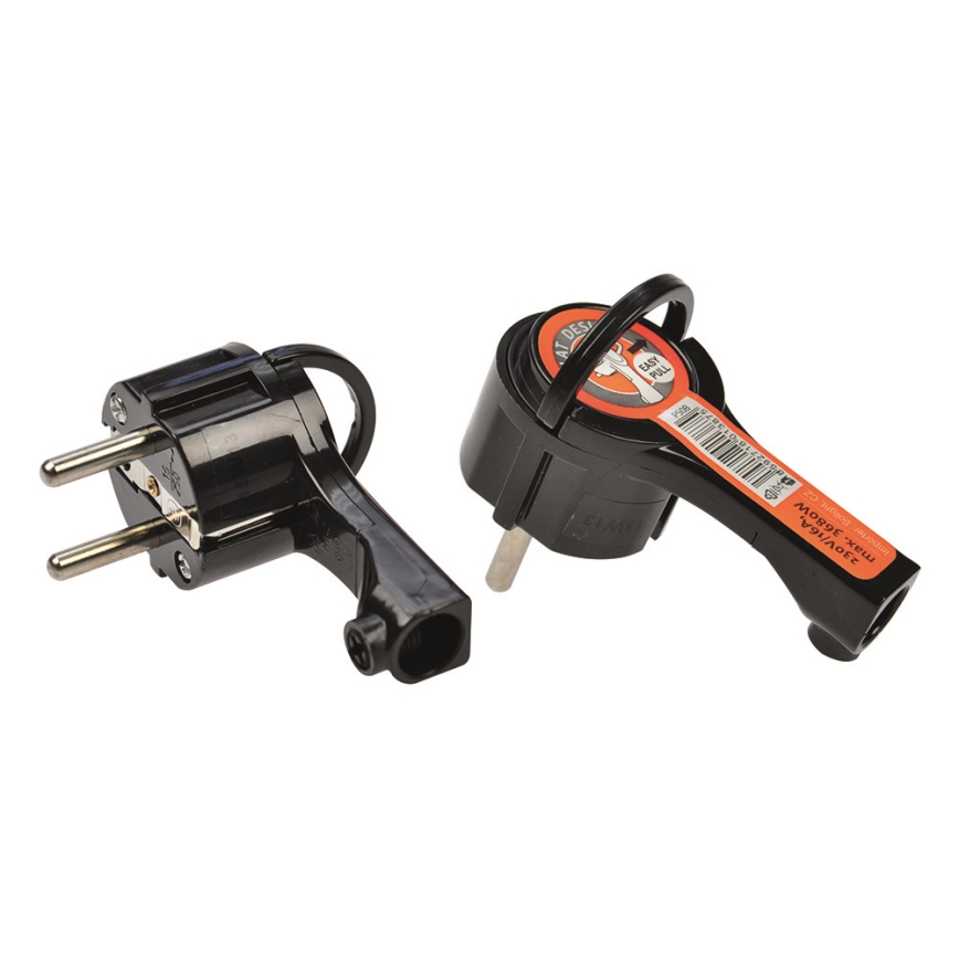 Soligth P50B - Vinklad plug 230V/16A svart