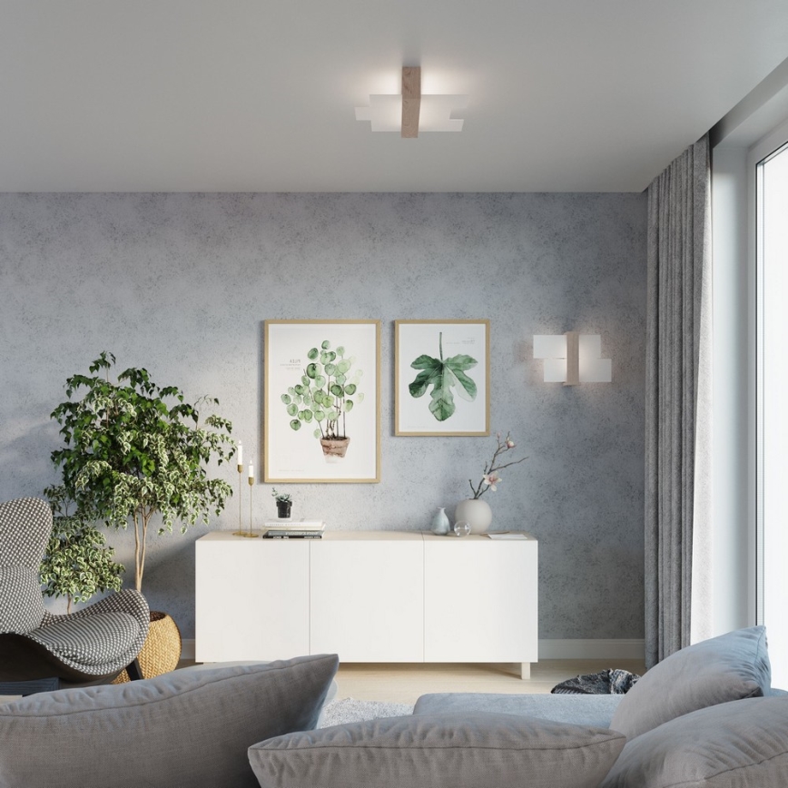 Taklampa FENIKS 2 2xE27/60W/230V Björk/bok