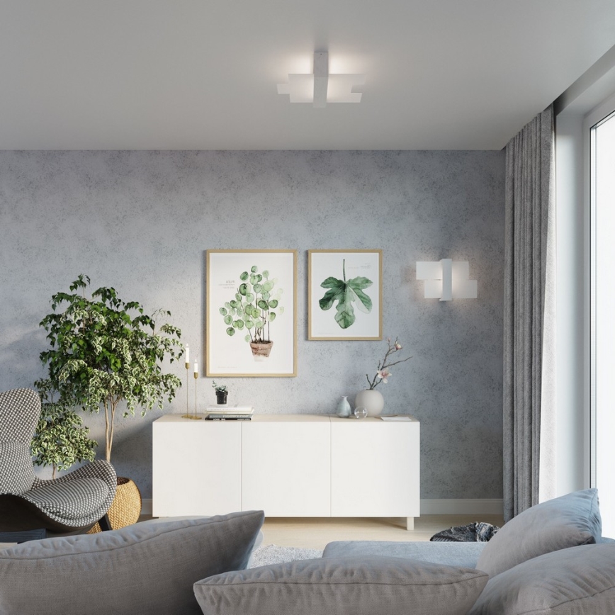 Taklampa FENIKS 2 2xE27/60W/230V Björk/bok/vit