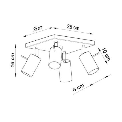 Spotlight RING 4 4xGU10/10W/230V svart