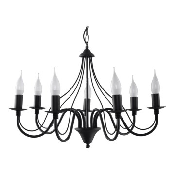 Sollux SL.0219 - Ljuskrona med kedja MINERWA 7 7xE14/40W/230V svart