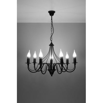 Sollux SL.0219 - Ljuskrona med kedja MINERWA 7 7xE14/40W/230V svart