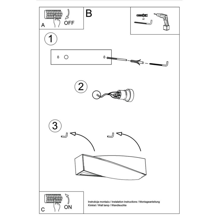 Sollux SL.0229 - Väggbelysning SIGMA MINI 1xE27/60W/230V vit
