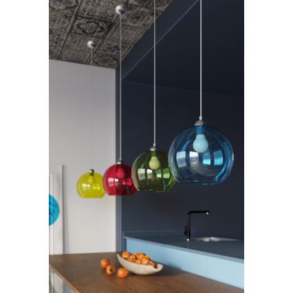 Pendel med sladd BALL 1xE27/15W/230V Ø 30 cm klarglas/polerad krom