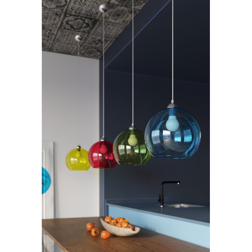 Pendel med sladd BALL 1xE27/15W/230V Ø 30 cm klarglas/polerad krom