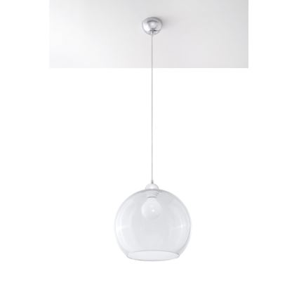 Pendel med sladd BALL 1xE27/15W/230V Ø 30 cm klarglas/polerad krom
