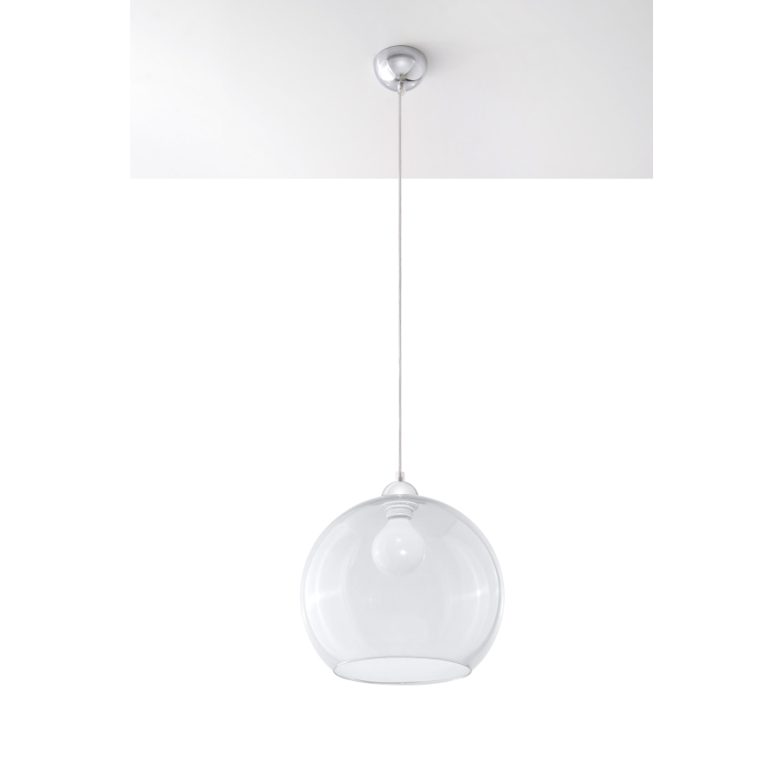 Pendel med sladd BALL 1xE27/15W/230V Ø 30 cm klarglas/polerad krom