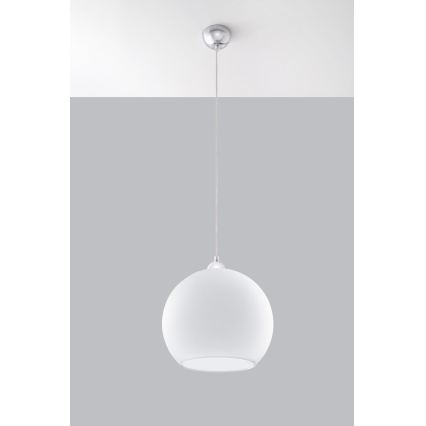 Pendellampa med kabel BALL 1xE27/15W/230V Ø 30 cm vit/blank krom