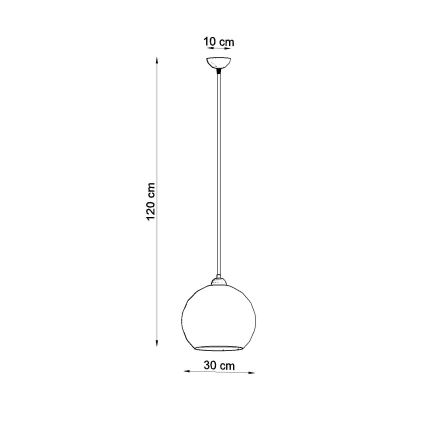 Pendellampa med kabel BALL 1xE27/15W/230V Ø 30 cm vit/blank krom