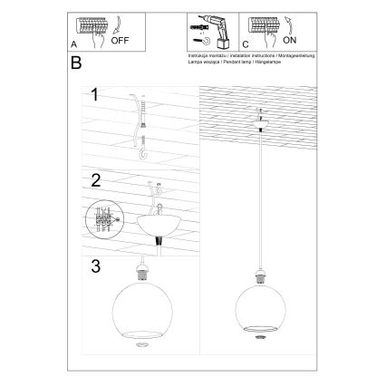 Pendellampa med kabel BALL 1xE27/15W/230V Ø 30 cm vit/blank krom