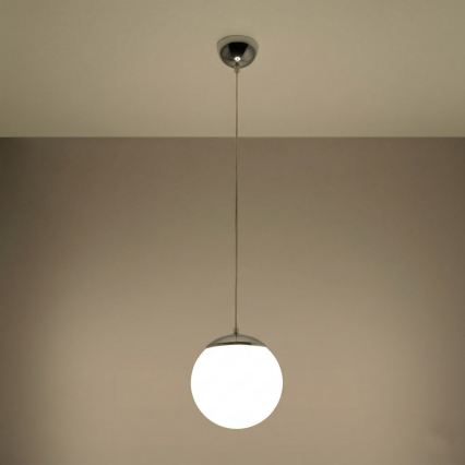 Takpendel UGO på kabel 1x E27/15W/230V, Ø 20 cm, vit/polerad krom