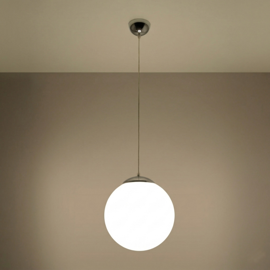 Pendellampa på sladd UGO 1xE27/15W/230V Ø 30 cm vit/glänsande krom