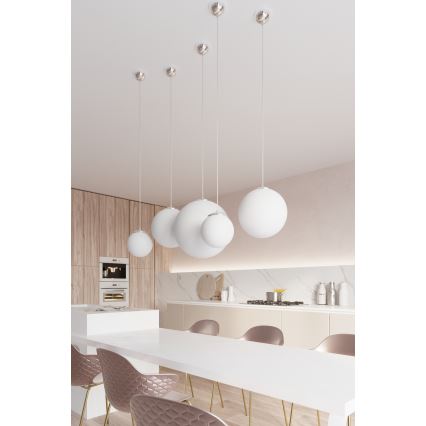 Pendellampa på sladd UGO 1xE27/15W/230V Ø 30 cm vit/glänsande krom
