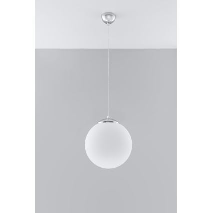 Pendellampa på sladd UGO 1xE27/15W/230V Ø 30 cm vit/glänsande krom