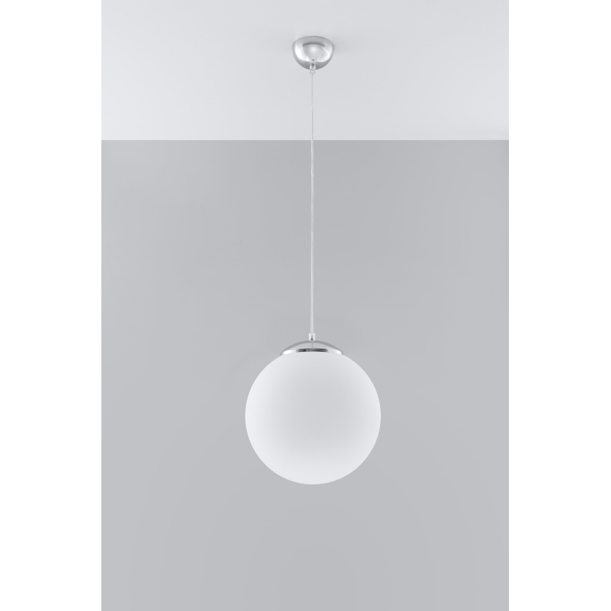 Pendellampa på sladd UGO 1xE27/15W/230V Ø 30 cm vit/glänsande krom