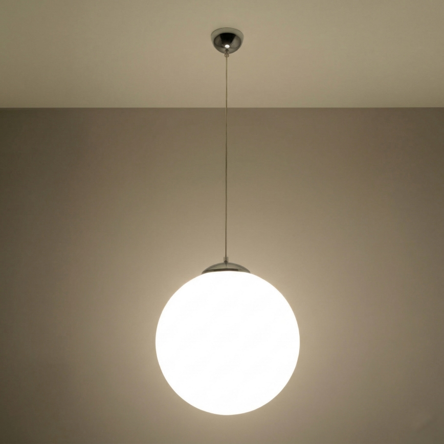 Pendellampa med kabel UGO 1xE27/15W/230V Ø 40 cm vit/blank krom