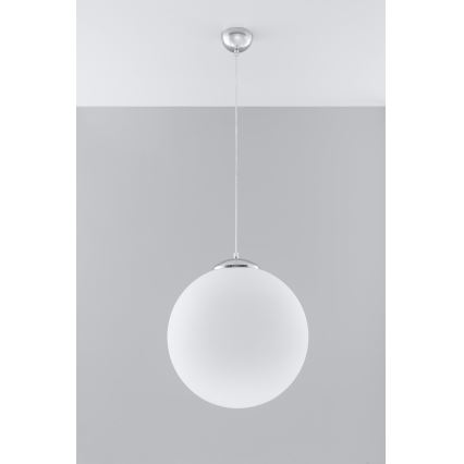 Pendellampa med kabel UGO 1xE27/15W/230V Ø 40 cm vit/blank krom