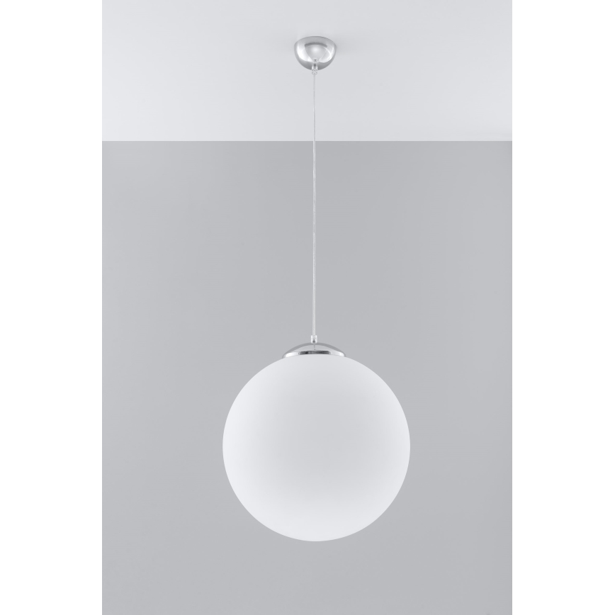 Pendellampa med kabel UGO 1xE27/15W/230V Ø 40 cm vit/blank krom