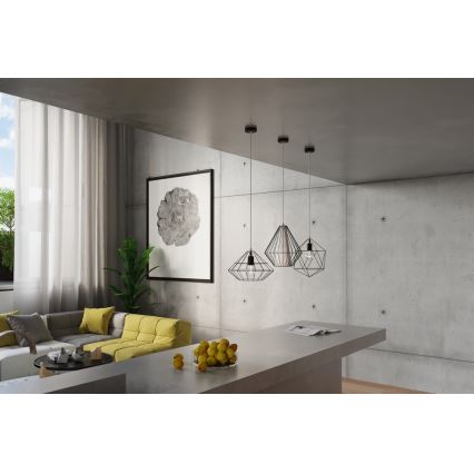 Sollux SL.0298 - Ljuskrona med snöre DEMI 1xE27/60W/230V svart/vit