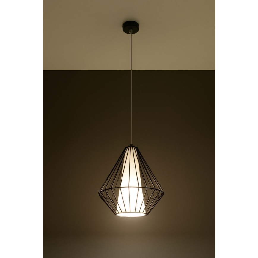 Sollux SL.0298 - Ljuskrona med snöre DEMI 1xE27/60W/230V svart/vit