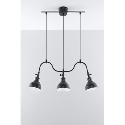Sollux SL.0309 - Ljuskrona med snöre MARE 3 3xE27/60W/230V svart
