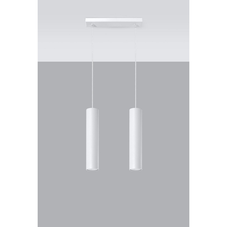 Ljuskrona med textilsladd LAGOS 2 2xGU10/10W/230V vit