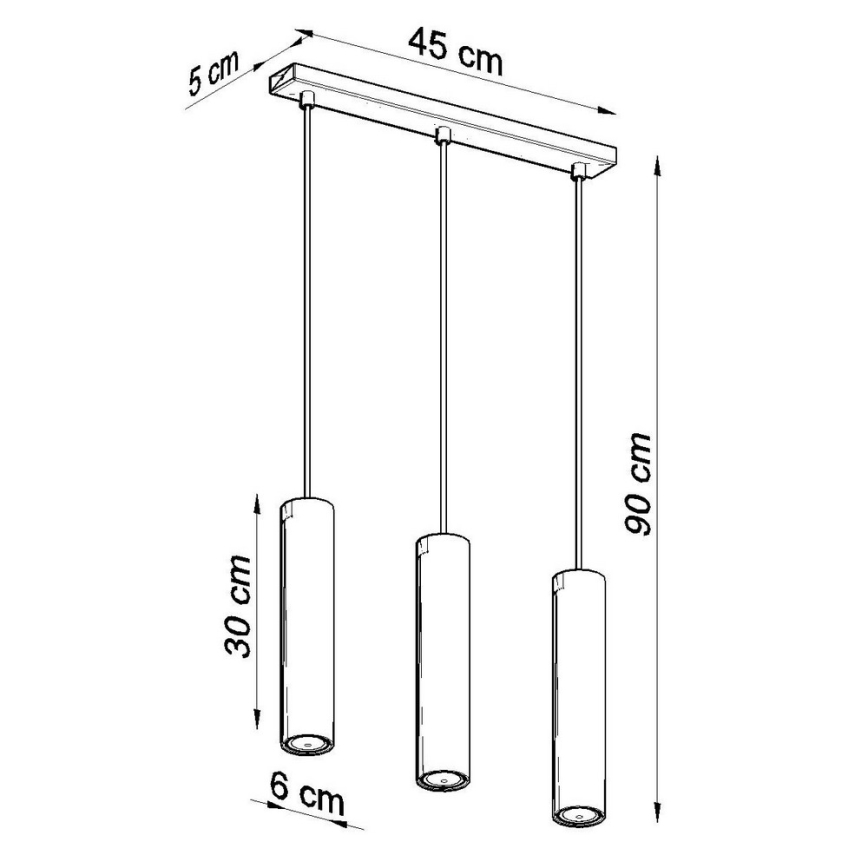 Ljuskrona med textilsladd LAGOS 3 3xGU10/10W/230V svart