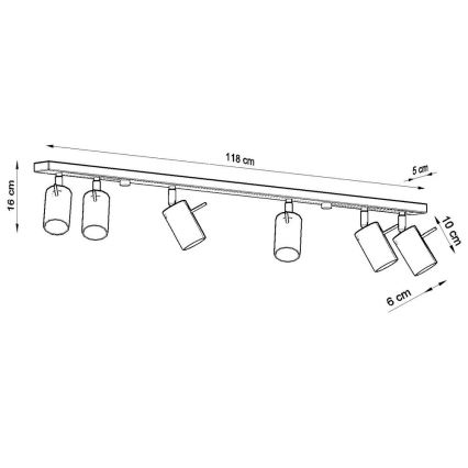 Spotlight RING 6L 6xGU10/10W/230V svart