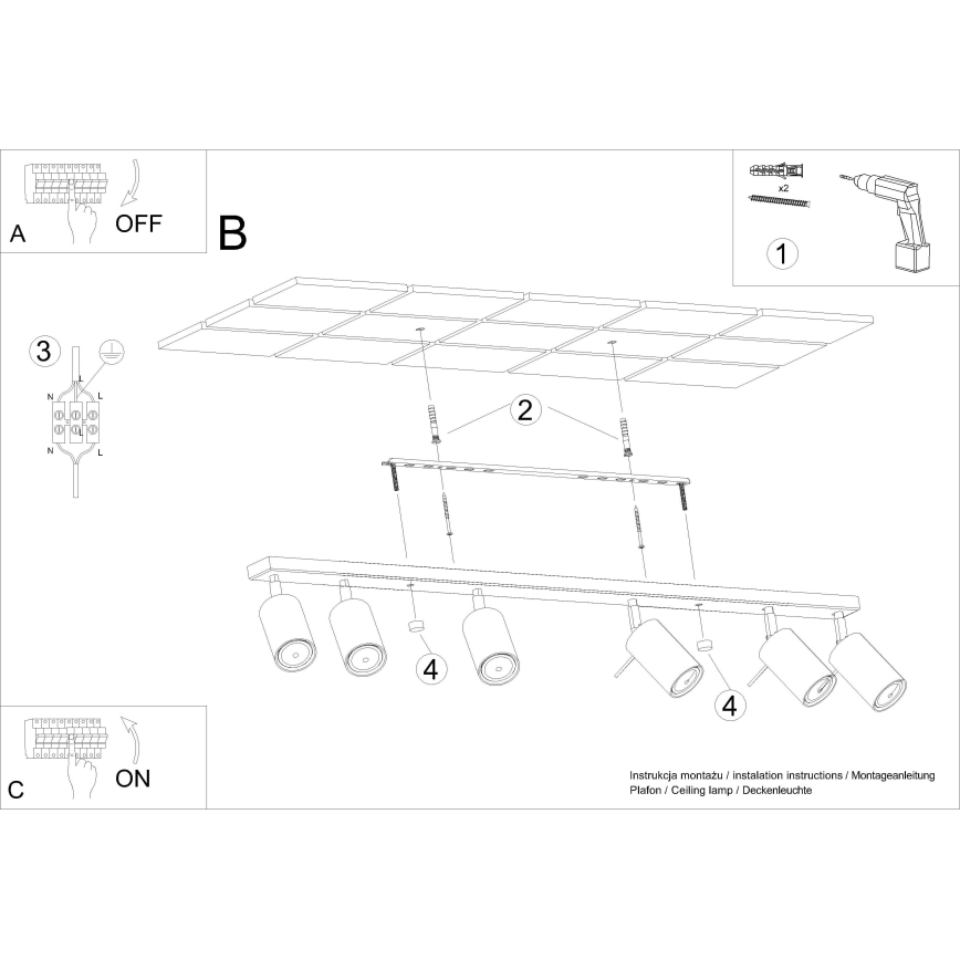 Spotlight RING 6L 6xGU10/10W/230V svart