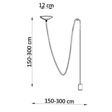 Ljuskrona med textilsladd EDISON 1 1xE27/60W/230V spindel svart