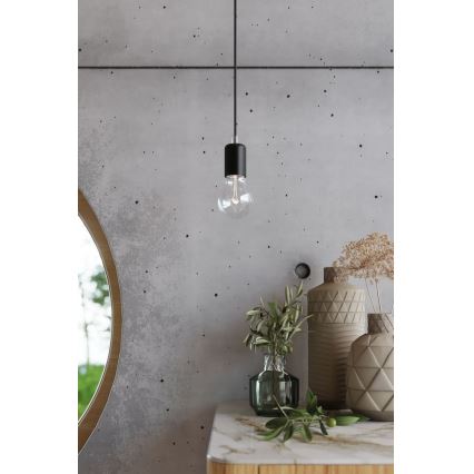 Ljuskrona med textilsladd EDISON 3 3xE27/60W/230V spindel svart